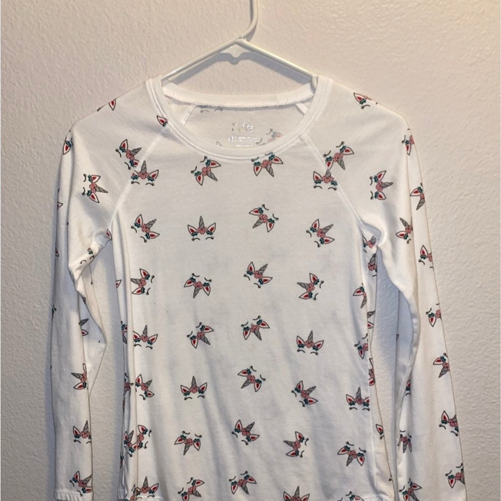 Girls size 12 christmas themed unicorn Justice long sleeved tshirt